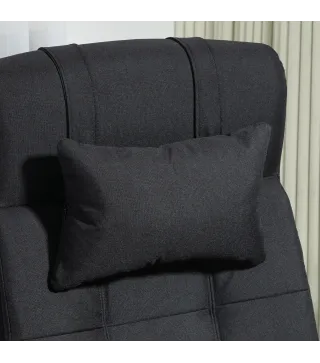 Silla de Escritorio Reclinable con Altura Ajustable Reposapiés Reposacabezas y Reposabrazos 66x76x112-120 cm Negro
