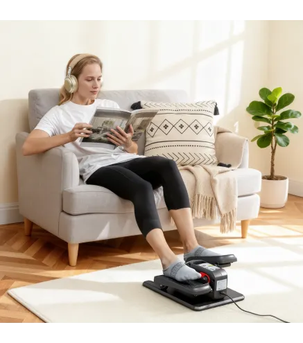 Mini Elíptica Eléctrica Silencioso con 12 Velocidades Modo Manual y Automático Control Remoto y Pantalla LED Negro