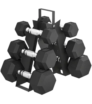 Juego de Mancuernas de 6 Piezas 2 x2 kg 2 x5 kg 2 x8 kg con Soporte de Almacenaje para Entrenamiento en Casa Gimnasio