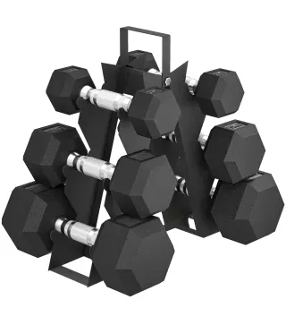 Juego de Mancuernas de 6 Piezas 2 x2 kg 2 x5 kg 2 x8 kg con Soporte de Almacenaje para Entrenamiento en Casa Gimnasio