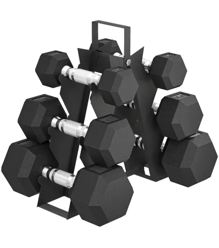 Juego de Mancuernas de 6 Piezas 2 x2 kg 2 x5 kg 2 x8 kg con Soporte de Almacenaje para Entrenamiento en Casa Gimnasio
