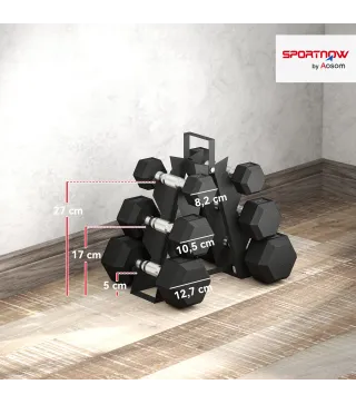 Juego de Mancuernas de 6 Piezas 2 x2 kg 2 x5 kg 2 x8 kg con Soporte de Almacenaje para Entrenamiento en Casa Gimnasio