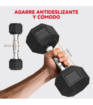 Juego de Mancuernas de 6 Piezas 2 x2 kg 2 x5 kg 2 x8 kg con Soporte de Almacenaje para Entrenamiento en Casa Gimnasio