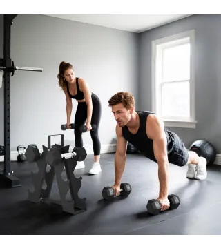 Juego de Mancuernas de 6 Piezas 2 x2 kg 2 x5 kg 2 x8 kg con Soporte de Almacenaje para Entrenamiento en Casa Gimnasio