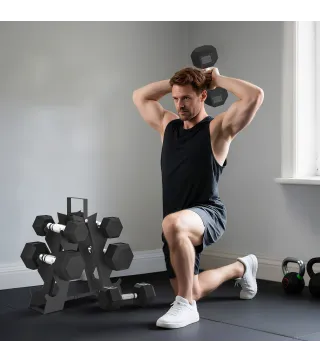 Juego de Mancuernas de 6 Piezas 2 x2 kg 2 x5 kg 2 x8 kg con Soporte de Almacenaje para Entrenamiento en Casa Gimnasio