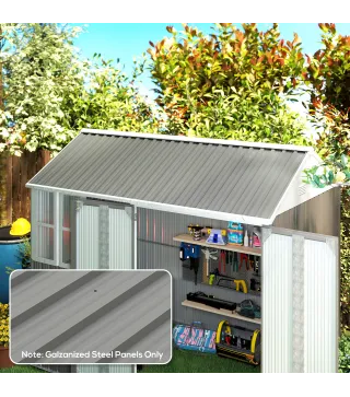 Juego de 12 Paneles para Tejado de Acero Galvanizado 7m² para Caseta de Herramientas Cobertizo 129x45cm Gris Claro