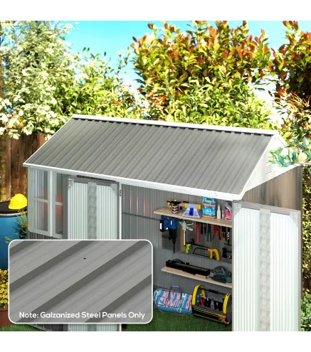 Juego de 12 Paneles para Tejado de Acero Galvanizado 7m² para Caseta de Herramientas Cobertizo 129x45cm Gris Claro