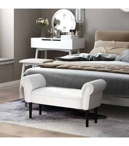 Banco Zapatero Banqueta con Brazos Tapizada tipo Banco de Madera para Dormitorio Salón Recibidor 102x36x51cm Carga 130kg