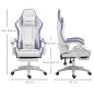 Silla Gaming Silla Gamer de Cuero PU Altura Ajustable Reclinable 135° Reposacabezas y Reposapiés 65x65x121-129 cm Blanco Silla Gaming Silla Gamer de Cuero PU Altura Ajustable Reclinable 135° Reposacabezas y Reposapiés 65x65x121-129 cm Blanco