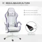 Silla Gaming Silla Gamer de Cuero PU Altura Ajustable Reclinable 135° Reposacabezas y Reposapiés 65x65x121-129 cm Blanco Silla Gaming Silla Gamer de Cuero PU Altura Ajustable Reclinable 135° Reposacabezas y Reposapiés 65x65x121-129 cm Blanco