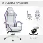 Silla Gaming Silla Gamer de Cuero PU Altura Ajustable Reclinable 135° Reposacabezas y Reposapiés 65x65x121-129 cm Blanco Silla Gaming Silla Gamer de Cuero PU Altura Ajustable Reclinable 135° Reposacabezas y Reposapiés 65x65x121-129 cm Blanco