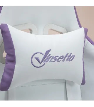 Silla Gaming Silla Gamer de Cuero PU Altura Ajustable Reclinable 135° Reposacabezas y Reposapiés 65x65x121-129 cm Blanco