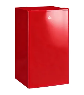 Nevera Pequeña con Congelador 91L Silenciosa Puerta Reversible Temperatura Regulable y Estantes Ajustables Rojo