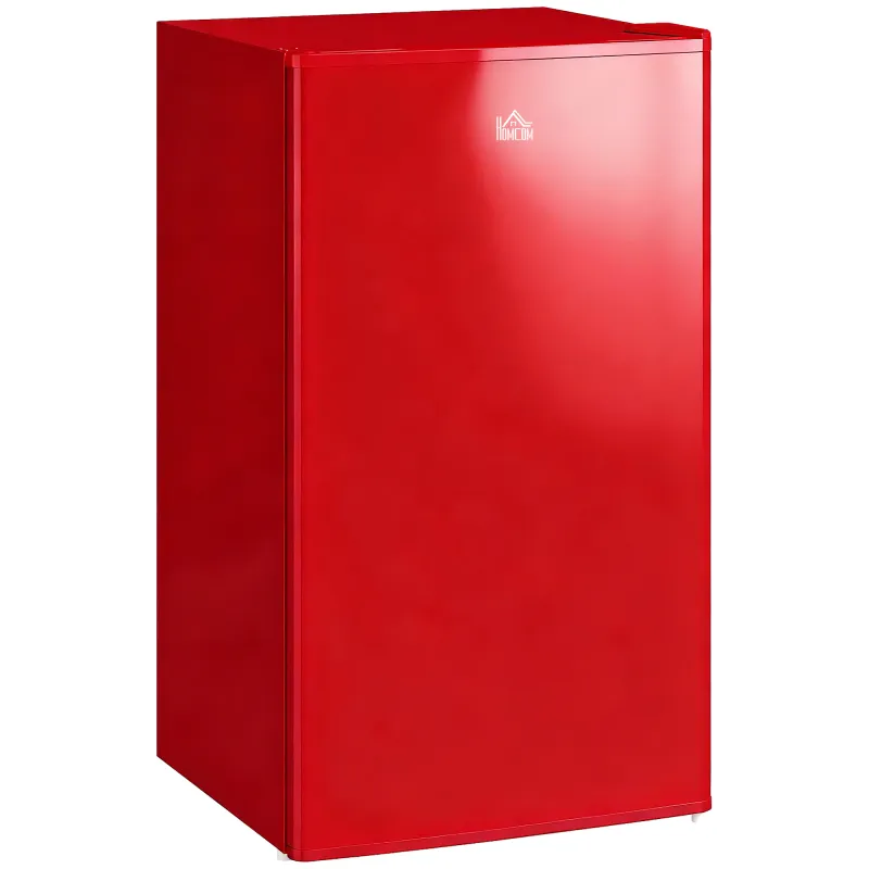 Nevera Pequeña con Congelador 91L Silenciosa Puerta Reversible Temperatura Regulable y Estantes Ajustables Rojo