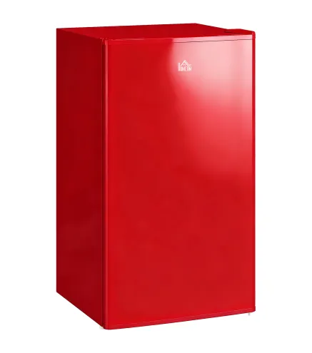 Nevera Pequeña con Congelador 91L Silenciosa Puerta Reversible Temperatura Regulable y Estantes Ajustables Rojo