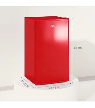 Nevera Pequeña con Congelador 91L Silenciosa Puerta Reversible Temperatura Regulable y Estantes Ajustables Rojo