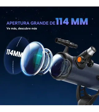 Telescopio Reflector Astronómico para Adultos y Principiantes Apertura 114 mm con Trípode Ajustable Bolsa