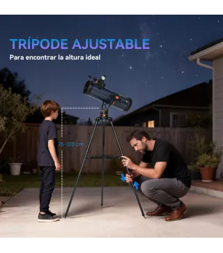 Telescopio Reflector Astronómico para Adultos y Principiantes Apertura 114 mm con Trípode Ajustable Bolsa