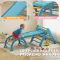 7 en 1 Triángulo de Escalada Montessori de Madera Plegable con Arco y Rampa para Niños de 18-48 Meses 188x70 cm Azul
