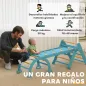 7 en 1 Triángulo de Escalada Montessori de Madera Plegable con Arco y Rampa para Niños de 18-48 Meses 188x70 cm Azul