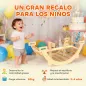 2 en 1 Arco de Escalada de Madera y Caballito Balancín Estructura de Escalada Montessori para Niños de 2-4 Años Natural