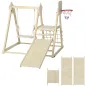 Tobogán Infantil 5 en 1 Estructura de Escalada con Tobogán Columpio Aro de Baloncesto Tabla Red de Escalada Natural