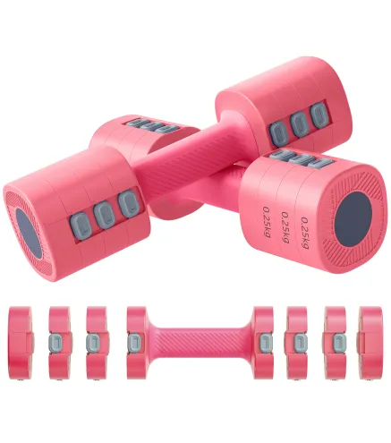 Juego de Mancuernas Ajustables 4 en 1 de 1/1,5/2/2,5 kg con Mangos Antideslizantes y Diseño Cuadrado para Casa Gimnasio