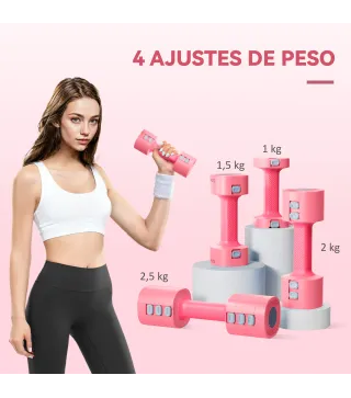 Juego de Mancuernas Ajustables 4 en 1 de 1/1,5/2/2,5 kg con Mangos Antideslizantes y Diseño Cuadrado para Casa Gimnasio