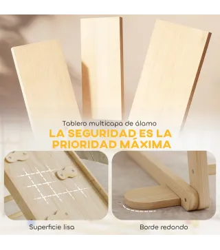 6 en 1 Triángulo de Escalada Montessori con Plataforma y Anillos Estructura de Escalada de Madera con Tobogán Natural