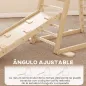 6 en 1 Triángulo de Escalada Montessori con Plataforma y Anillos Estructura de Escalada de Madera con Tobogán Natural