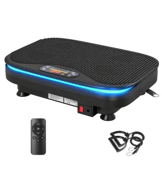 Plataforma Vibratoria con 99 Velocidades 3 Programas Altavoz Bluetooth Pantalla LED Mando a Distancia Bandas Elásticas