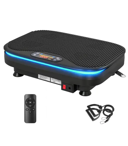 Plataforma Vibratoria con 99 Velocidades 3 Programas Altavoz Bluetooth Pantalla LED Mando a Distancia Bandas Elásticas