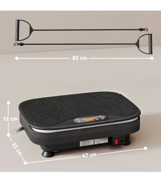Plataforma Vibratoria con 99 Velocidades 3 Programas Altavoz Bluetooth Pantalla LED Mando a Distancia Bandas Elásticas