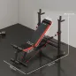 Banco de Musculación Multifuncional con Soporte para Barra Ajustable y Respaldo Regulable para Casa Gimnasio