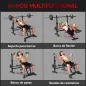 Banco de Musculación Multifuncional con Soporte para Barra Ajustable y Respaldo Regulable para Casa Gimnasio