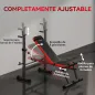 Banco de Musculación Multifuncional con Soporte para Barra Ajustable y Respaldo Regulable para Casa Gimnasio