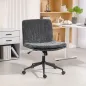 Silla de Oficina con Asiento Ancho sin Reposabrazos Ruedas Altura Ajustable Giratoria Función Basculante Gris