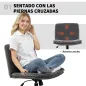 Silla de Oficina con Asiento Ancho sin Reposabrazos Ruedas Altura Ajustable Giratoria Función Basculante Gris