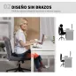 Silla de Oficina con Asiento Ancho sin Reposabrazos Ruedas Altura Ajustable Giratoria Función Basculante Gris