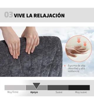 Silla de Oficina con Asiento Ancho sin Reposabrazos Ruedas Altura Ajustable Giratoria Función Basculante Gris