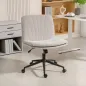 Silla de Oficina con Asiento Ancho sin Reposabrazos Ruedas Altura Ajustable Giratoria Función Basculante Beige