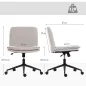 Silla de Oficina con Asiento Ancho sin Reposabrazos Ruedas Altura Ajustable Giratoria Función Basculante Beige
