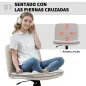 Silla de Oficina con Asiento Ancho sin Reposabrazos Ruedas Altura Ajustable Giratoria Función Basculante Beige