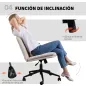 Silla de Oficina con Asiento Ancho sin Reposabrazos Ruedas Altura Ajustable Giratoria Función Basculante Beige