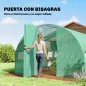 Invernadero de Túnel 6x3x2 m con Puerta con Bisagras 12 Ventanas de Malla y Estructura de Acero Galvanizado Verde