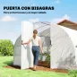 Invernadero de Túnel 6x3x2 m con Puerta con Bisagras 12 Ventanas de Malla y Estructura de Acero Galvanizado Blanco