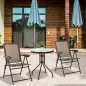 Conjunto Mesa y 2 Sillas Muebles para Jardín Exterior Patio Terraza Silla Plegable Respaldo Reclinable a 4 Niveles Texteline Mar
