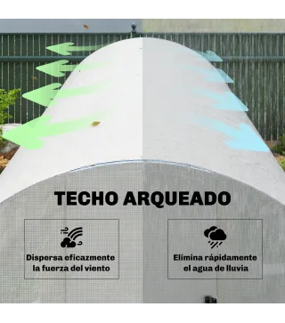 Invernadero de Túnel 6x3x2 m con Puerta con Bisagras 12 Ventanas de Malla y Estructura de Acero Galvanizado Blanco