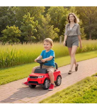 Coche Correpasillos con Licencia de Land Rover para Niños 18-36 Meses con Almacenaje Bocina Sonidos de Motor Rojo