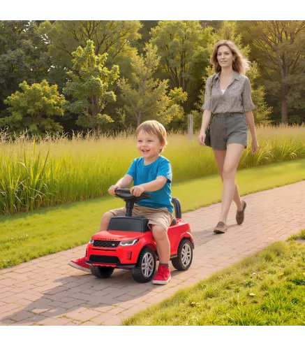 Coche Correpasillos con Licencia de Land Rover para Niños 18-36 Meses con Almacenaje Bocina Sonidos de Motor Rojo